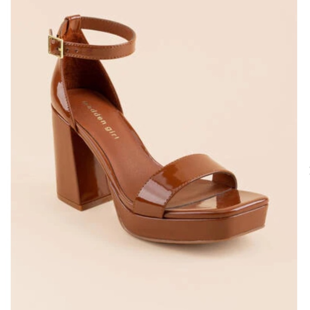 Madden Girl Oban Platform Heels in Cognac